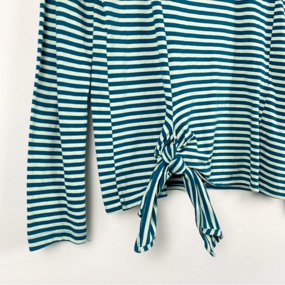 Anthropologie T.La Barela Tie Waist Striped Long Sleeve Top, Sky - Size S - Picture 7 of 12